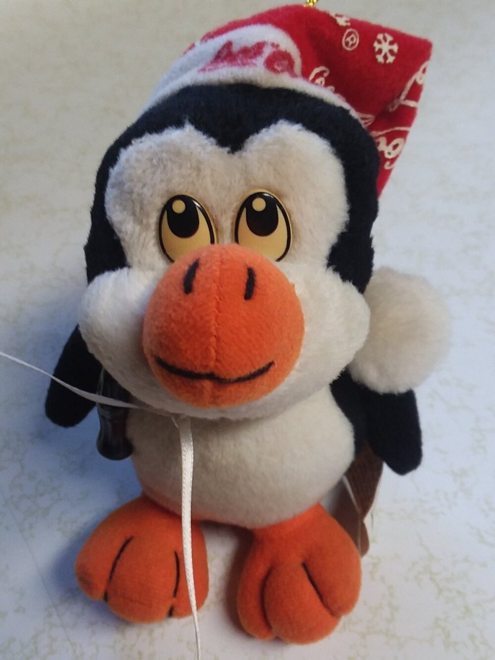 Coca Cola Vintage 1998 Penguin w/ Coca Cola Bottle Plush Christmas Ornament